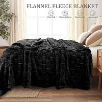 Exclusivo Mezcla Queen Size Flannel Fleece Blanket Super Soft 3D Checkered Jacquard Bed Blanket Cozy Fluffy Lightweight Blanke