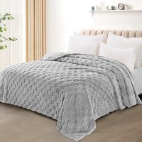 Exclusivo Mezcla Twin Size Flannel Fleece Blanket Super Soft 3D Checkered Jacquard Bed Blanket Cozy Fluffy Lightweight Blanket