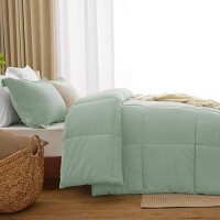 Cozylux King Size Comforter Set Sage Green Comforter King Size 3 Pieces Box Stitched Bed Set For All Seasons Soft Lightweigh