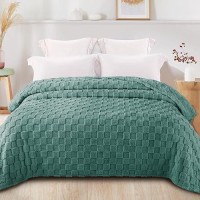 Exclusivo Mezcla Twin Size Flannel Fleece Blanket Super Soft 3D Checkered Jacquard Bed Blanket Cozy Fluffy Lightweight Blanket