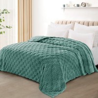 Exclusivo Mezcla Twin Size Flannel Fleece Blanket Super Soft 3D Checkered Jacquard Bed Blanket Cozy Fluffy Lightweight Blanket