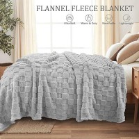 Exclusivo Mezcla Fleece Throw Blanket For Couch Super Soft 3D Checkered Jacquard Bed Blanket Cozy Fluffy Lightweight Blanket F