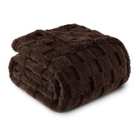 Exclusivo Mezcla Twin Size Flannel Fleece Blanket Super Soft 3D Checkered Jacquard Bed Blanket Cozy Fluffy Lightweight Blanket