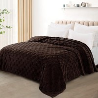 Exclusivo Mezcla Twin Size Flannel Fleece Blanket Super Soft 3D Checkered Jacquard Bed Blanket Cozy Fluffy Lightweight Blanket