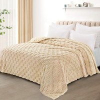 Exclusivo Mezcla King Size Flannel Fleece Blanket Super Soft 3D Checkered Jacquard Bed Blanket Cozy Fluffy Lightweight Blanket