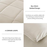 Cozylux King Size Comforter Set Beige Comforter King Size 3 Pieces Box Stitched Bed Set For All Seasons Soft Lightweight Bed