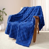 Exclusivo Mezcla Fleece Throw Blanket For Couch Super Soft 3D Checkered Jacquard Bed Blanket Cozy Fluffy Lightweight Blanket F