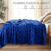 Exclusivo Mezcla Fleece Throw Blanket For Couch Super Soft 3D Checkered Jacquard Bed Blanket Cozy Fluffy Lightweight Blanket F