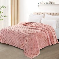 Exclusivo Mezcla King Size Flannel Fleece Blanket Super Soft 3D Checkered Jacquard Bed Blanket Cozy Fluffy Lightweight Blanket