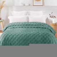 Exclusivo Mezcla Queen Size Flannel Fleece Blanket Super Soft 3D Checkered Jacquard Bed Blanket Cozy Fluffy Lightweight Blanke