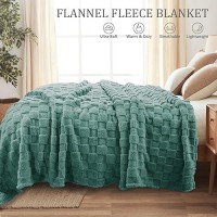 Exclusivo Mezcla Queen Size Flannel Fleece Blanket Super Soft 3D Checkered Jacquard Bed Blanket Cozy Fluffy Lightweight Blanke