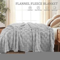 Exclusivo Mezcla King Size Flannel Fleece Blanket Super Soft 3D Checkered Jacquard Bed Blanket Cozy Fluffy Lightweight Blanket