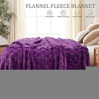 Exclusivo Mezcla King Size Flannel Fleece Blanket Super Soft 3D Checkered Jacquard Bed Blanket Cozy Fluffy Lightweight Blanket