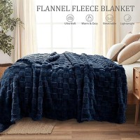 Exclusivo Mezcla Twin Size Flannel Fleece Blanket Super Soft 3D Checkered Jacquard Bed Blanket Cozy Fluffy Lightweight Blanket