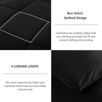 Cozylux Queen Comforter Set Black Comforter Queen Size 3 Pieces Box Stitched Bed Set For All Seasons Soft Lightweight Beddin