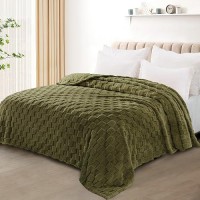 Exclusivo Mezcla Queen Size Flannel Fleece Blanket Super Soft 3D Checkered Jacquard Bed Blanket Cozy Fluffy Lightweight Blanke