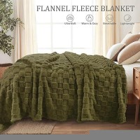 Exclusivo Mezcla Queen Size Flannel Fleece Blanket Super Soft 3D Checkered Jacquard Bed Blanket Cozy Fluffy Lightweight Blanke