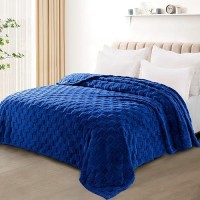 Exclusivo Mezcla King Size Flannel Fleece Blanket Super Soft 3D Checkered Jacquard Bed Blanket Cozy Fluffy Lightweight Blanket