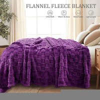 Exclusivo Mezcla Queen Size Flannel Fleece Blanket Super Soft 3D Checkered Jacquard Bed Blanket Cozy Fluffy Lightweight Blanke