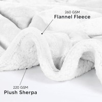 Utopia Bedding Sherpa Bed Blanket King Size White 480Gsm 90X102 Inches Soft Reversible Blanket Bulk Pack Of 6