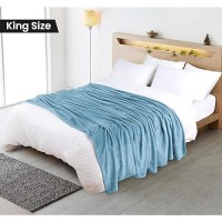 Utopia Bedding Fleece Blanket King Size Washed Blue 250Gsm 90X102 Inches Luxury Soft Bed Blanket Bulk Pack Of 9