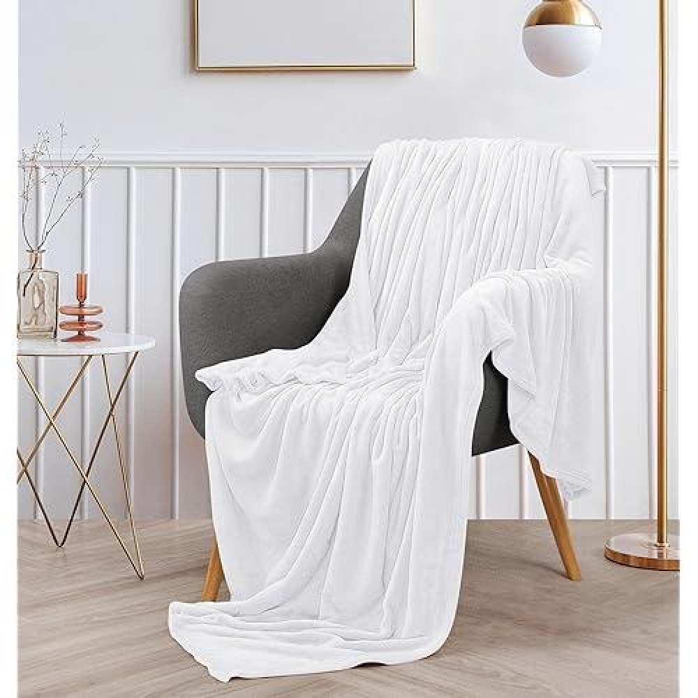 Utopia Bedding Fleece Blanket Throw Size White 250Gsm 50X60 Inches Luxury Soft Bed Blanket Bulk Pack Of 16