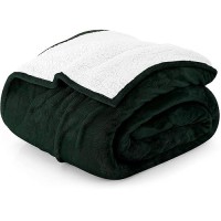 Utopia Bedding Sherpa Bed Blanket California King Size Forest Green 480Gsm 102X96 Inches Soft Reversible Blanket Bulk Pack Of