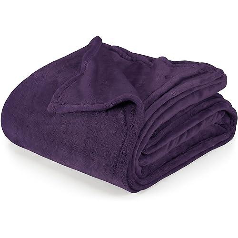 Utopia Bedding Fleece Blanket King Size Purple 250Gsm 90X102 Inches Luxury Soft Bed Blanket Bulk Pack Of 9