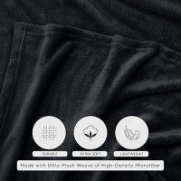 Utopia Bedding Fleece Blanket Queen Size Black 250Gsm 90X90 Inches Luxury Soft Bed Blanket Bulk Pack Of 9