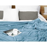 Utopia Bedding Fleece Blanket Queen Size Washed Blue 250Gsm 90X90 Inches Luxury Soft Bed Blanket Bulk Pack Of 9