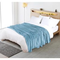 Utopia Bedding Fleece Blanket Queen Size Washed Blue 250Gsm 90X90 Inches Luxury Soft Bed Blanket Bulk Pack Of 9