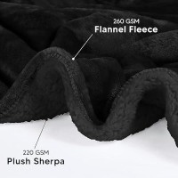 Utopia Bedding Sherpa Bed Blanket King Size Black 480Gsm 90X102 Inches Soft Reversible Blanket Bulk Pack Of 6