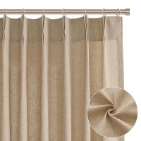 Linen Curtains 96 Inches Long 2 Panel Set Pinch Pleated Light Filtering Privacy Window Curtains For Living Room Sliding Glass Do