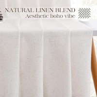 Natural Beige Pinch Pleated Semi Sheer Linen Curtains 120 Inch Length 2 Panels For Living Room Bedroom Cream Colored Boho Room D