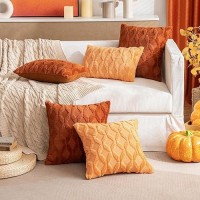 Miulee Fall Rust Throw Pillow Covers 20X20 Set Of 2 Decorative Farmhouse Couch Throw Pillows Boho Shells Soft Plush Wool Pillowcases For Bedroom Living Room Sofa