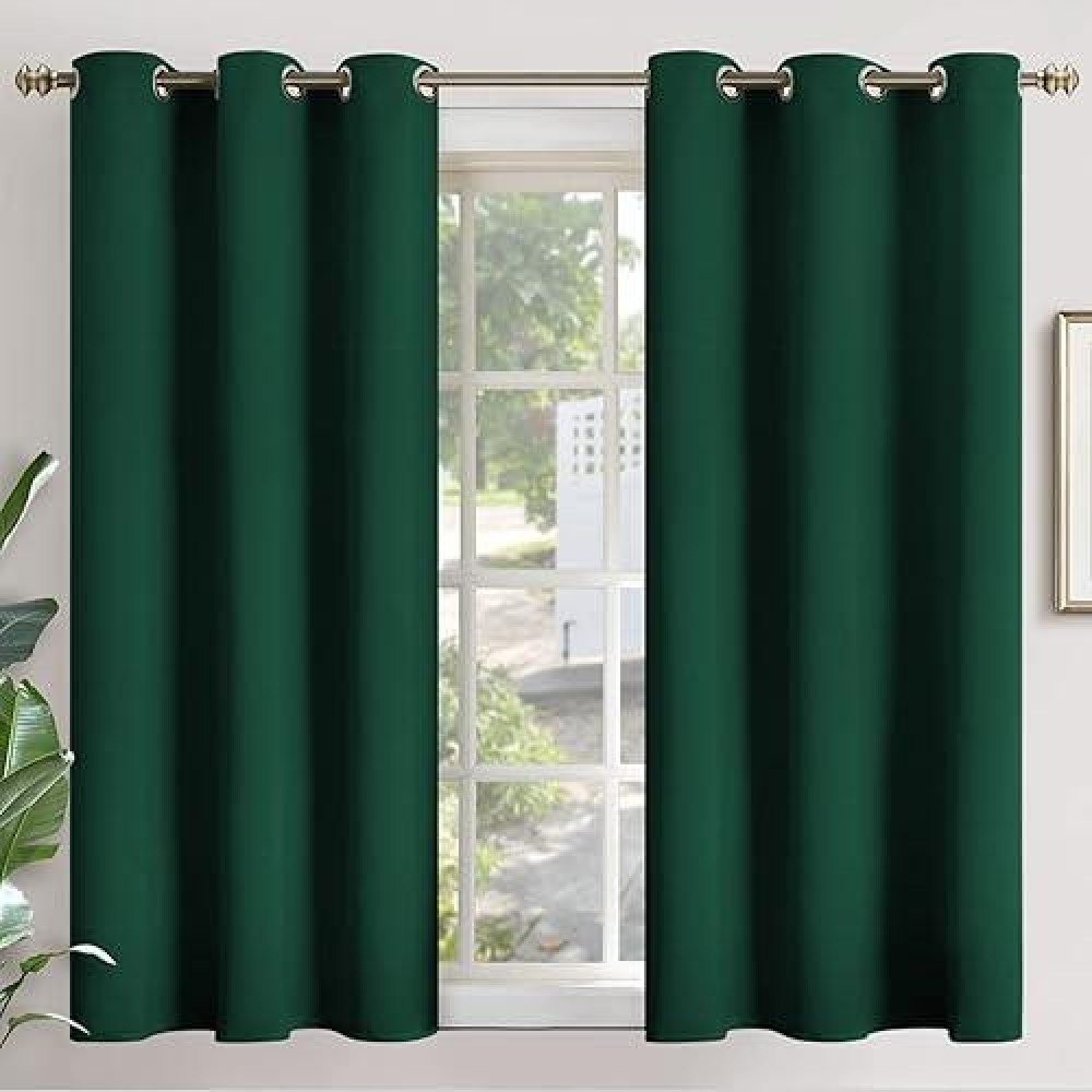 Youngstex Short Green Blackout Curtains 40 Inches Length For Window Thermal Insulated With Grommet Room Darkening Drapes For B