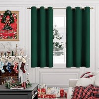 Youngstex Short Green Blackout Curtains 40 Inches Length For Window Thermal Insulated With Grommet Room Darkening Drapes For B