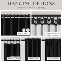 Qjmydeco Black 100 Blackout Curtains 84 Inches Long To Keep Heat Out Black Linen Boho Drapes For Bedroomliving Room Darkening