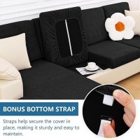 Hyha Waterproof Couch Cushion Covers  Stretch Magic Sofa Covers Washable  Waterproof Sectional Couch Covers For Pets  Sofa/Couch Seat Cushion Covers With Elastic Bottom(3 Cushion Sofa  Black)