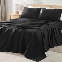 Andency Black Sheets Queen Set 4 Pieces Super Soft Sheets For Queen Size Bed Microfiber Queen Sheet Set Deep Pocket Up To 16