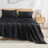 Andency Black Sheets Queen Set 4 Pieces Super Soft Sheets For Queen Size Bed Microfiber Queen Sheet Set Deep Pocket Up To 16