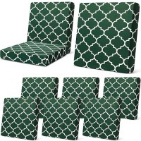 Newwiee 8Pcs Patio Stretch Sofa Cushion Covers Stripe Outdoor Cushion Covers Replacement Patio Furniture Cushions Couch Slipcove