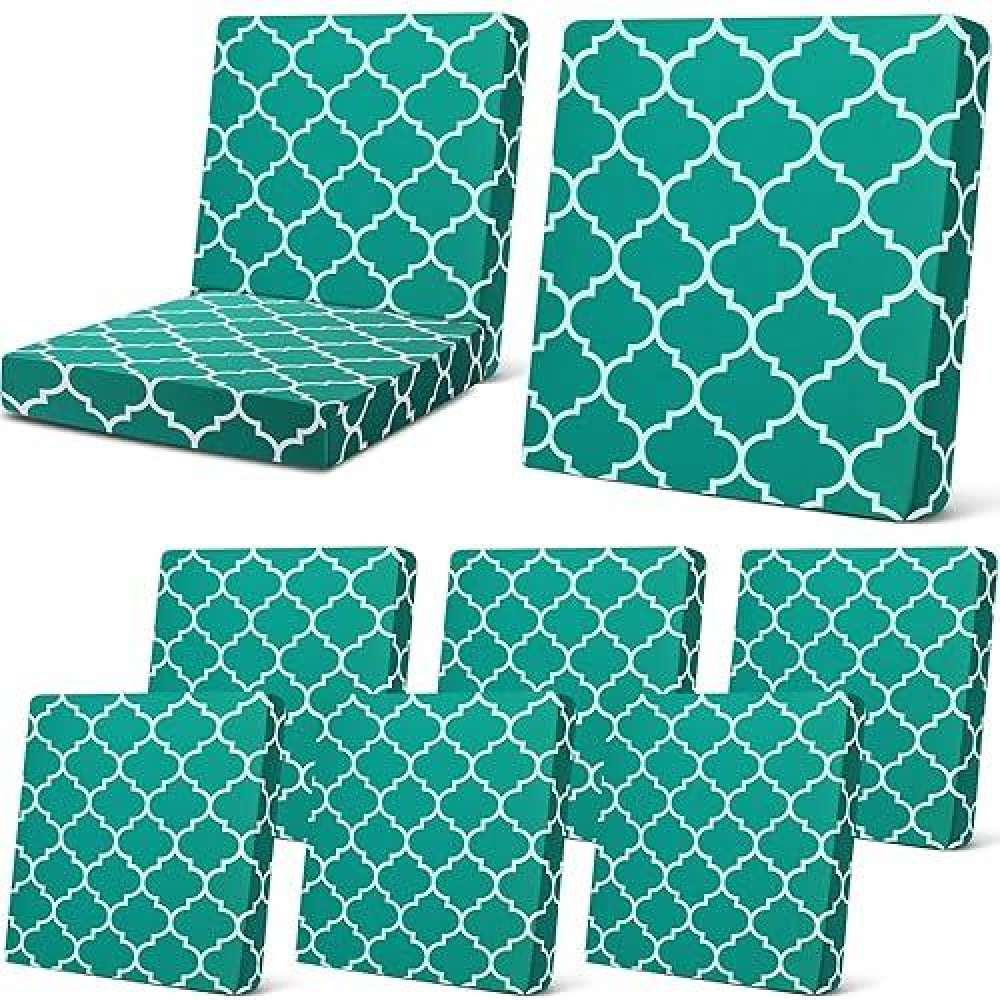 Newwiee 8Pcs Patio Stretch Sofa Cushion Covers Stripe Outdoor Cushion Covers Replacement Patio Furniture Cushions Couch Slipcove