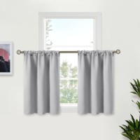 Bgment Light Grey Short Half Window Curtains 30 Inches Length Rod Pocket Room Darkening Small Drapes For Kitchen Over Sink Bat