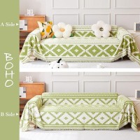 Handontime Green Sofa Covers Boho Sofa Couch Cover For Dogs Cheille Reversible Couch Covers For Sofa Boho Geometric Dog Couch Co