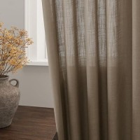 Nanspring Dark Taupe Semi Sheer Curtains 96 Inches Long 2 Panel Set Pocket Back Tab Linen Light Filtering Room Decor Curtain Dra