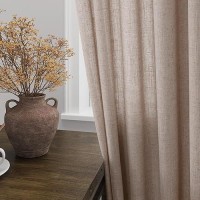 Nanspring Oatmeal Semi Sheer Curtains 102 Inches Long 2 Panel Set Pocket Back Tab Linen Light Filtering Room Decor Curtain Drape