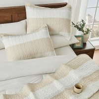 Andency California King Size Quilt Set Beige  3 Pieces Beige Ultra Soft Lightweight Bedspreads & Coverlets Set  Patchwork Striped Quilted Bedding Sets For All Seasons (1 Quilt  2 Pillow Shams)