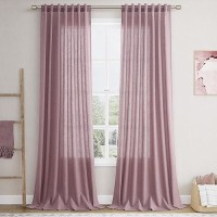 Nanspring Blush Pink Semi Sheer Curtains 102 Inches Long 2 Panel Set Pocket Back Tab Linen Light Filtering Room Decor Curtain Dr