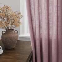 Nanspring Blush Pink Semi Sheer Curtains 102 Inches Long 2 Panel Set Pocket Back Tab Linen Light Filtering Room Decor Curtain Dr